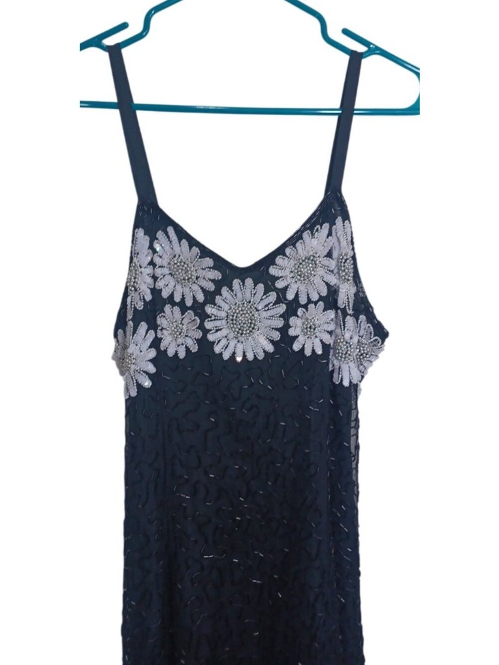 Pure Silk Black White Floral Hand Beaded Women M Vintage Evening Dress & Jacket - Picture 16 of 16